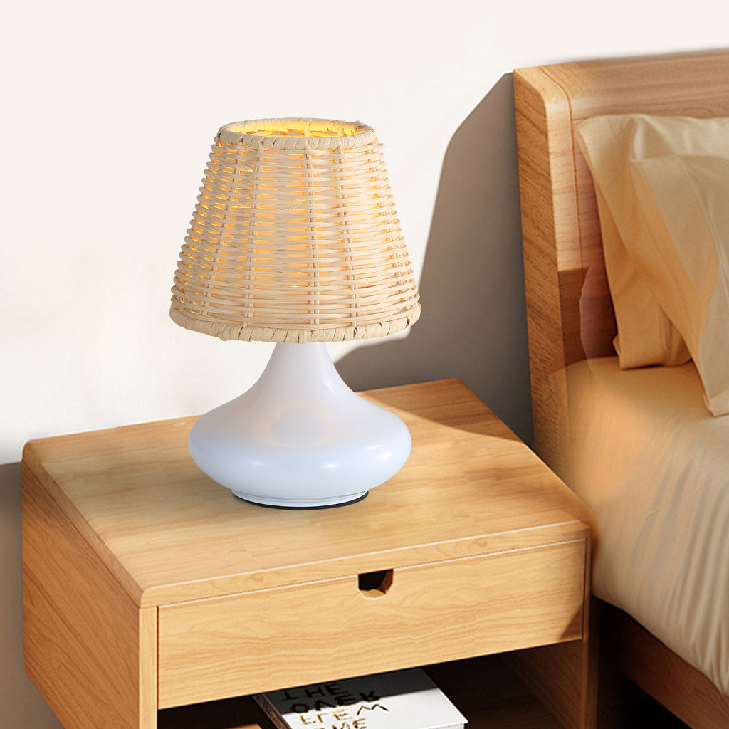 Woven bamboo table lamp, view 4
