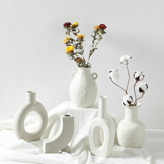 Minimalist white ceramic vase