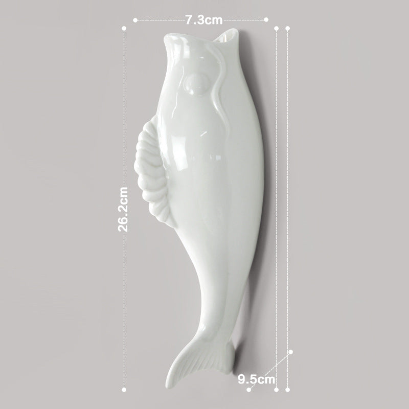 White ceramic fish wall vases, view 5