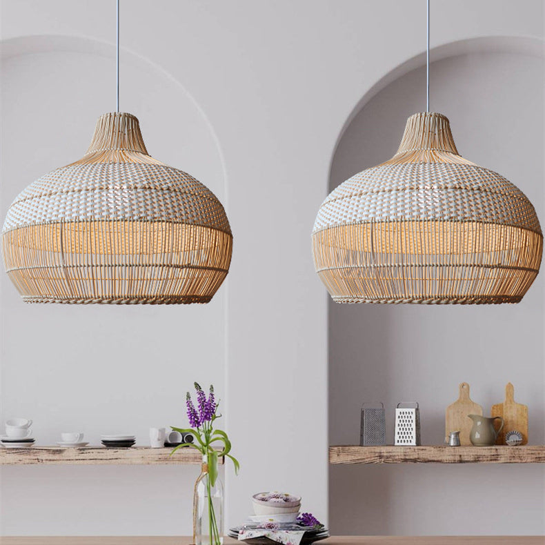 Handwoven rattan pendant light, view 10