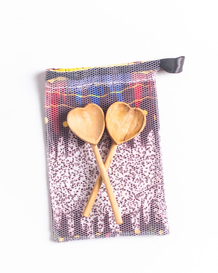 Olive Wood Heart Teaspoon Pair, view 4