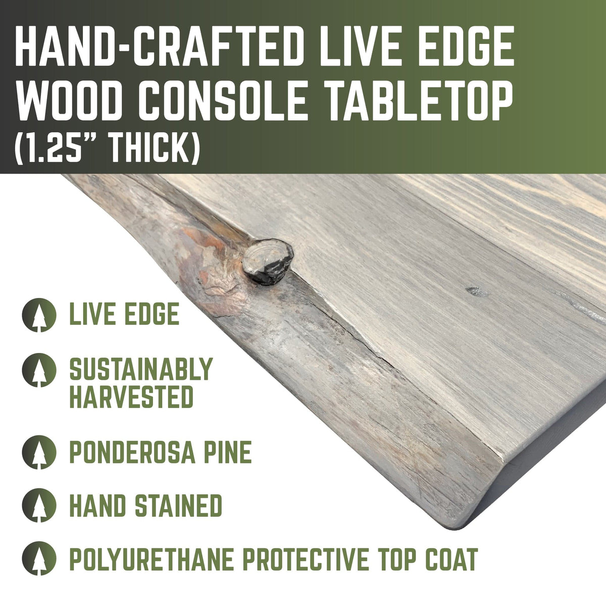 Live Edge Wood Console Table – Riverstone Grey