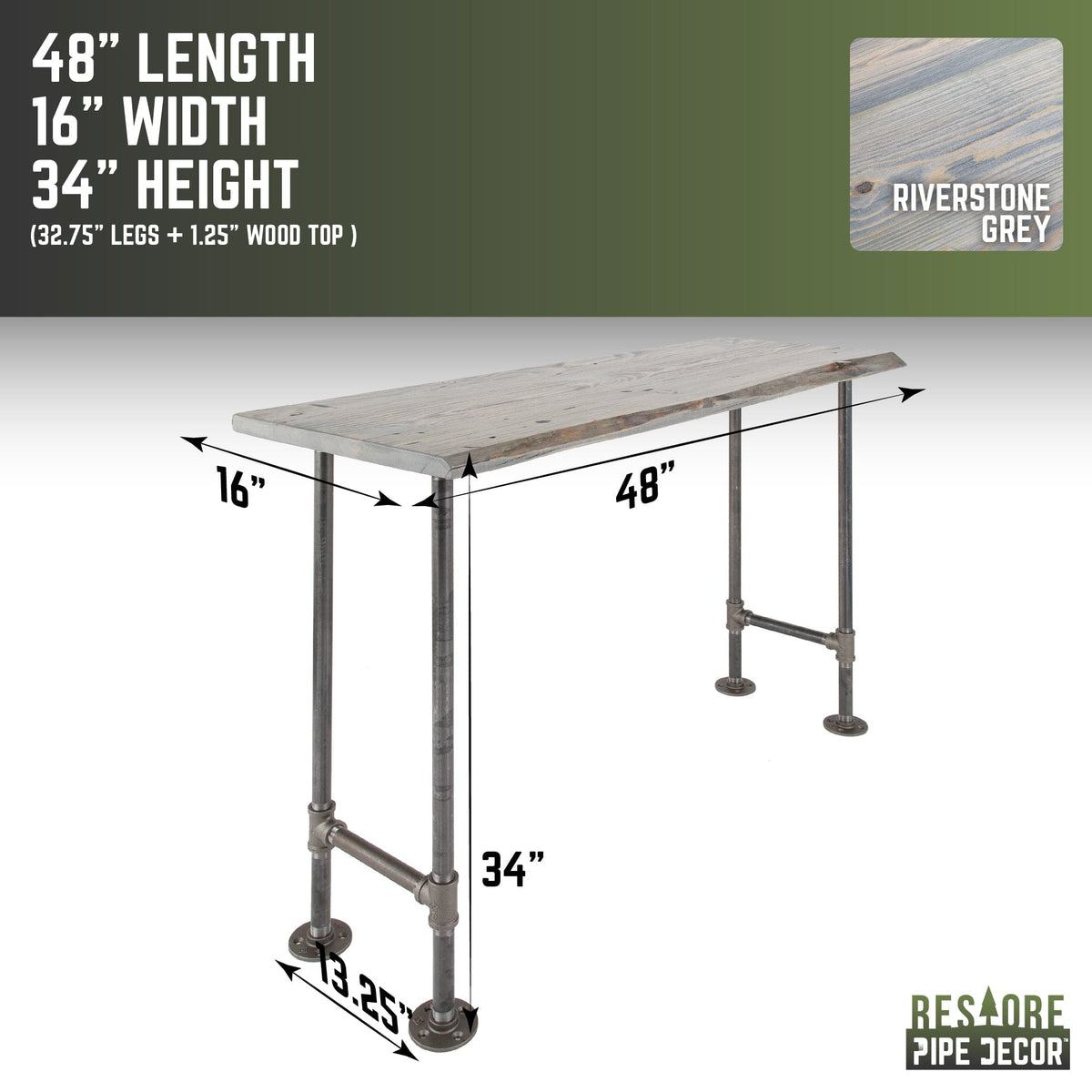 Live Edge Wood Console Table – Riverstone Grey