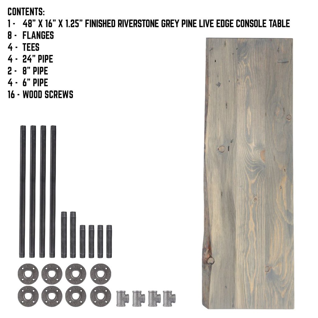 Live edge wood console table in Riverstone Grey, view 10