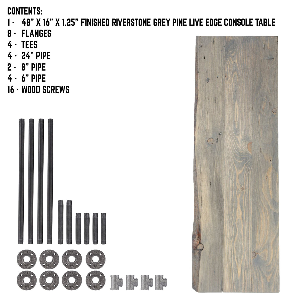 Live edge wood console table in Riverstone Grey, view 10