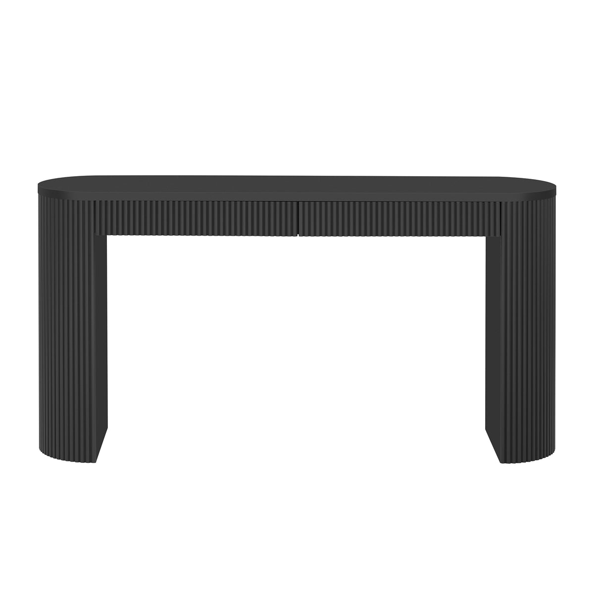 Fluted Black Console Table with Two Drawers