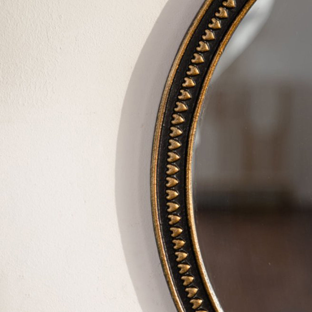 Round Vintage Gold Beaded Wall Mirror detail