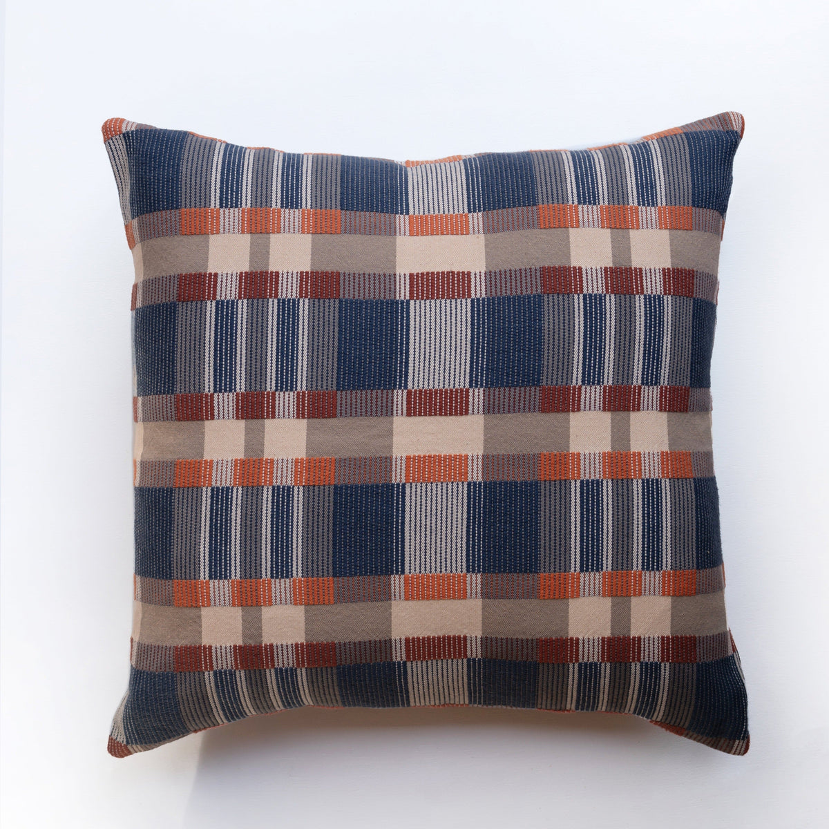 Skipping Block cotton pillow cover in Marbles, Monk's Belt weave