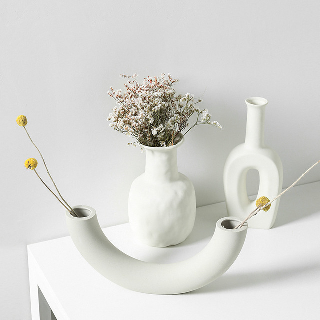 Minimalist white ceramic vase, view 2