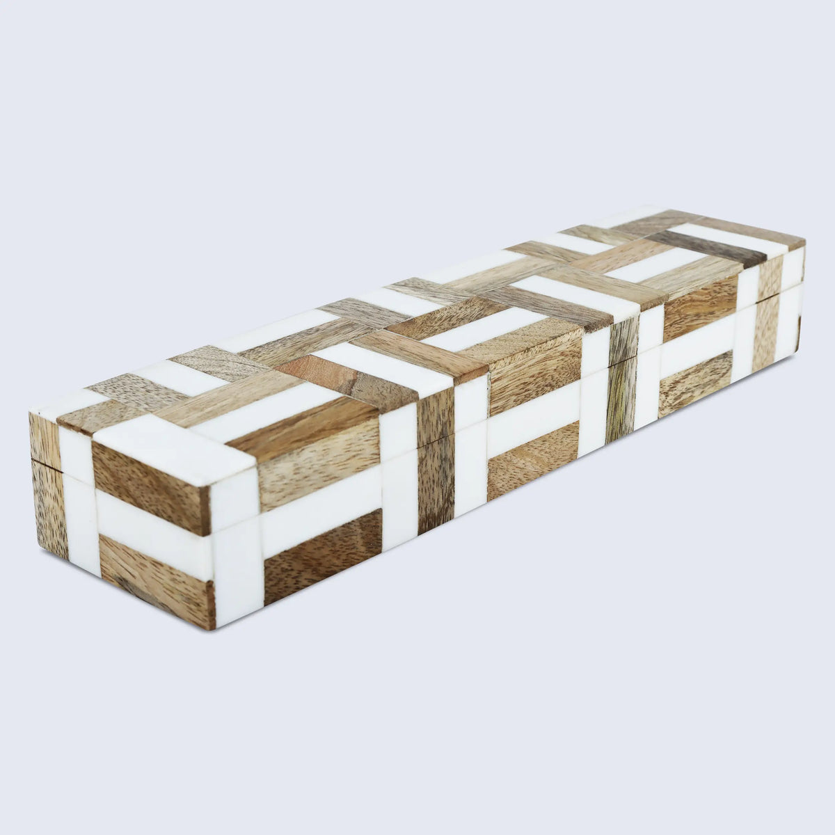 Keepsake box with a wood and white resin marquetry inlay lid