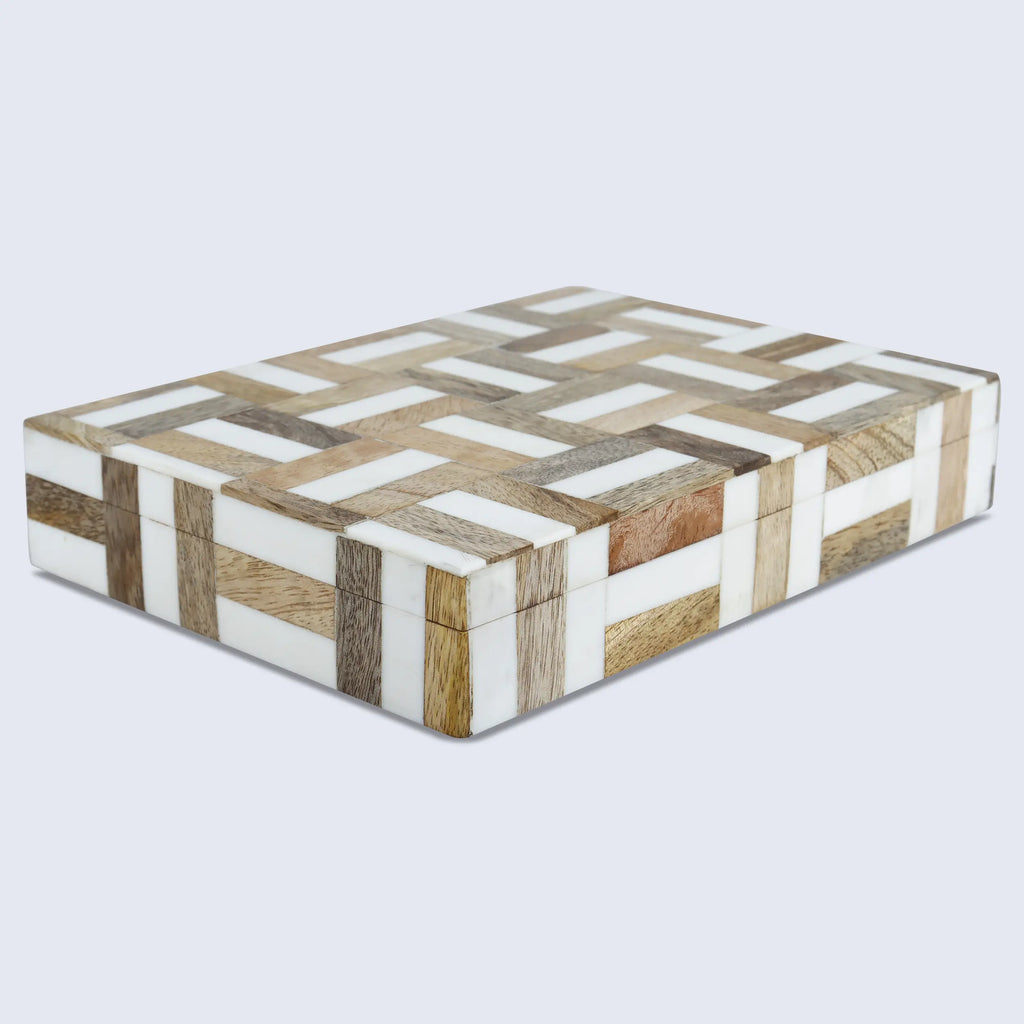 Marquetry wood and resin inlay keepsake box, view 7