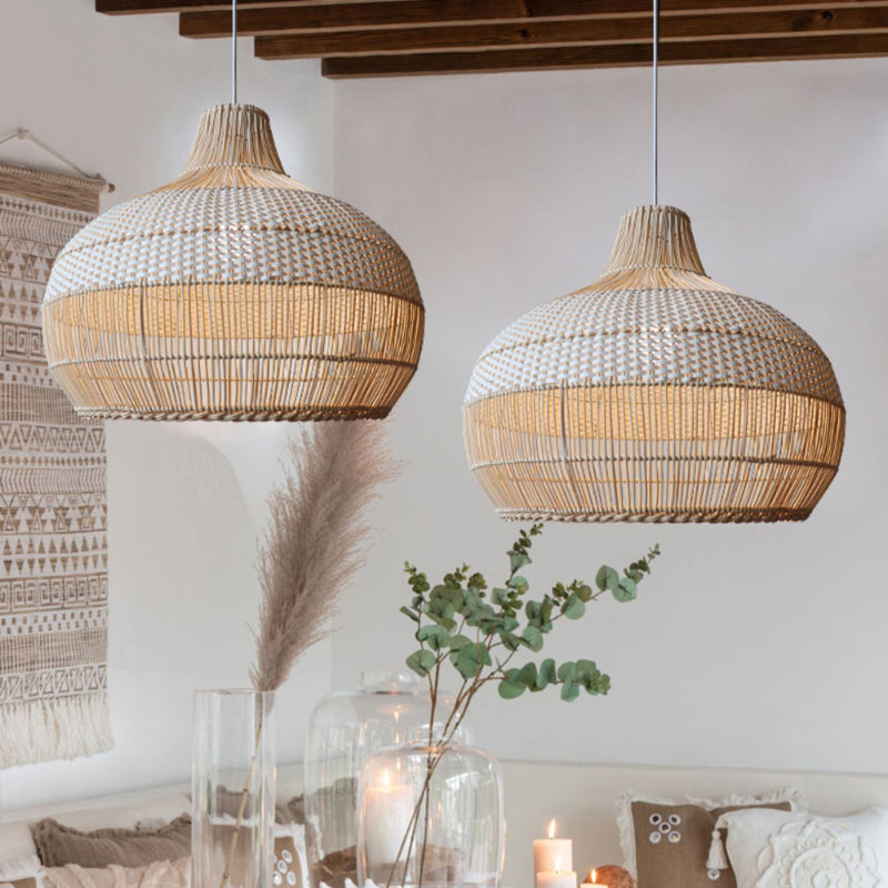 Handwoven rattan pendant light, view 5