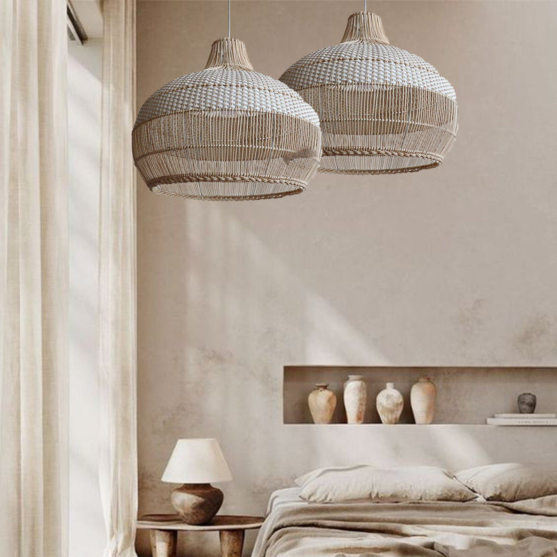 Handwoven rattan pendant light, view 6