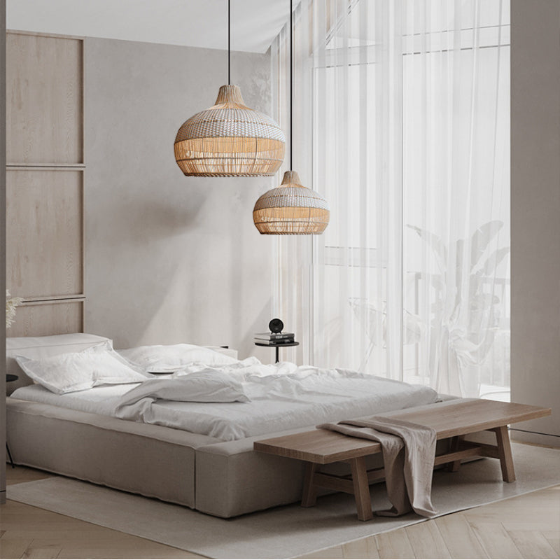 Handwoven rattan pendant light, view 7