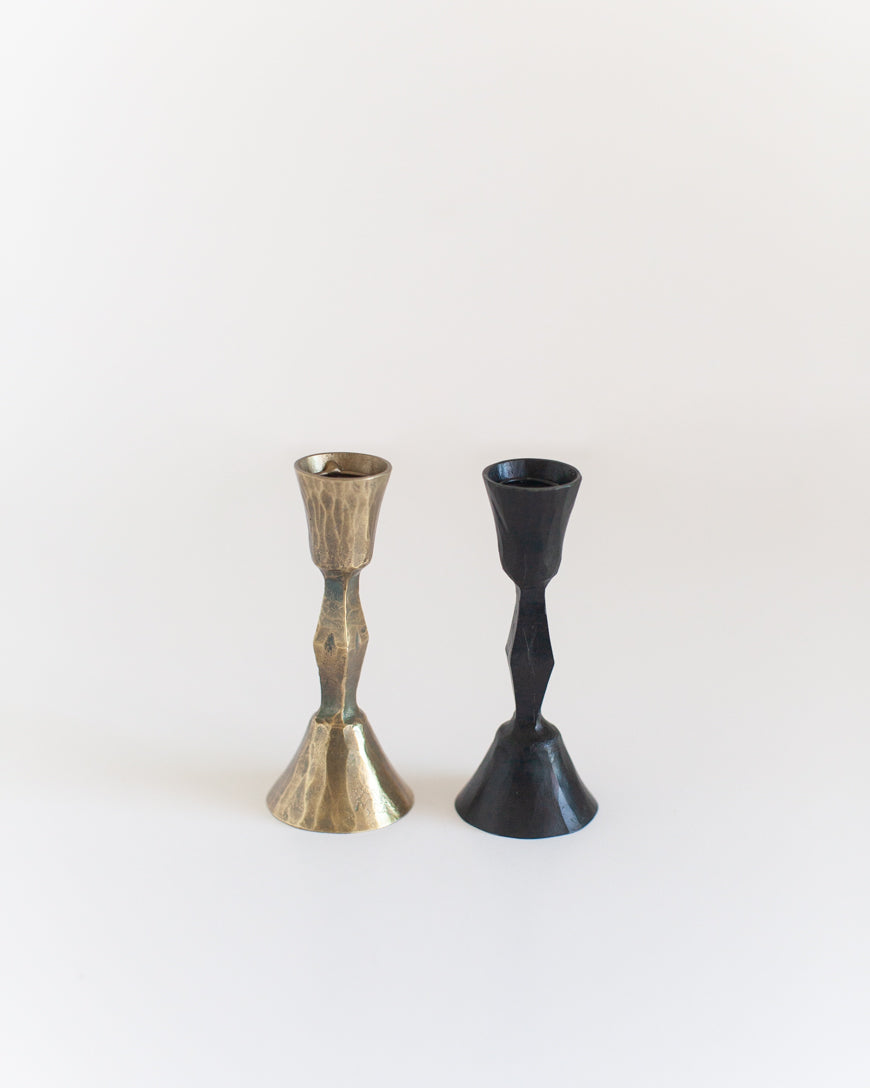 Low Diamond Hand-Forged Iron Candle Stand