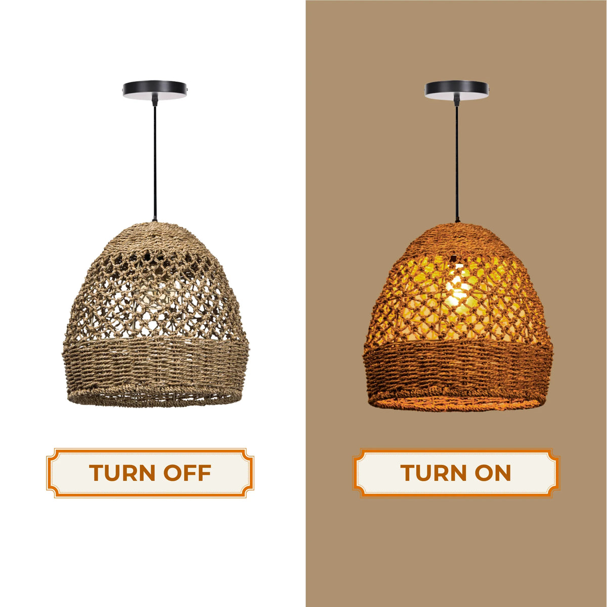 Handwoven jute pendant light, view 7