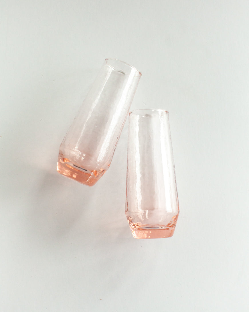 Handblown Hammered Champagne Flutes | Set of 2