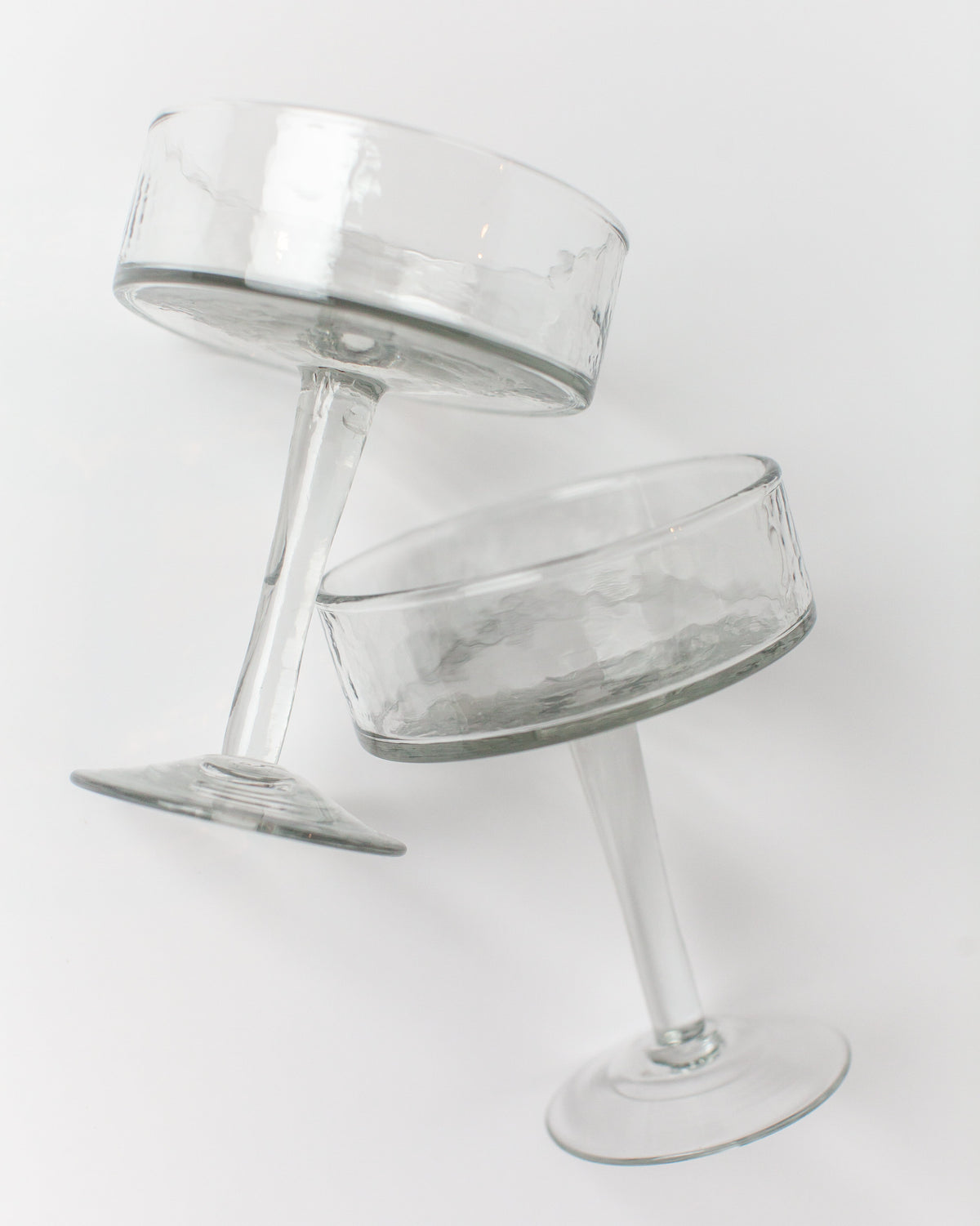Handblown Hammered Coupe Cocktail Glass Pair, view 12