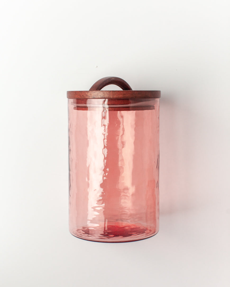 Hammered Glass Canisters with Wood Lid, view 5