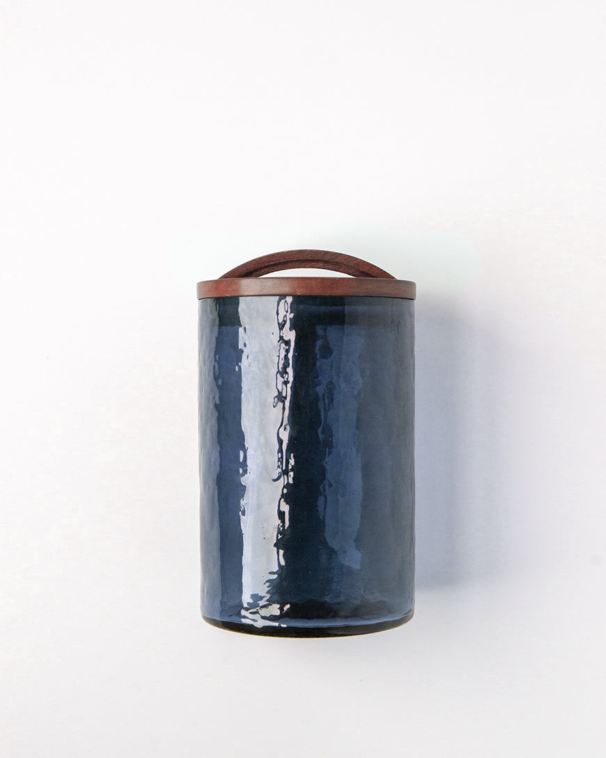 Hammered Glass Canisters with Wood Lid, view 15