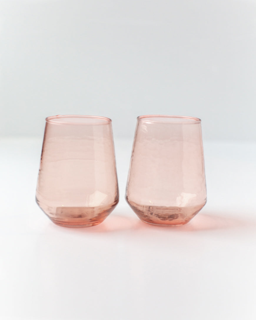 Pair of Hammered Glass Stemless Tumblers, view 4
