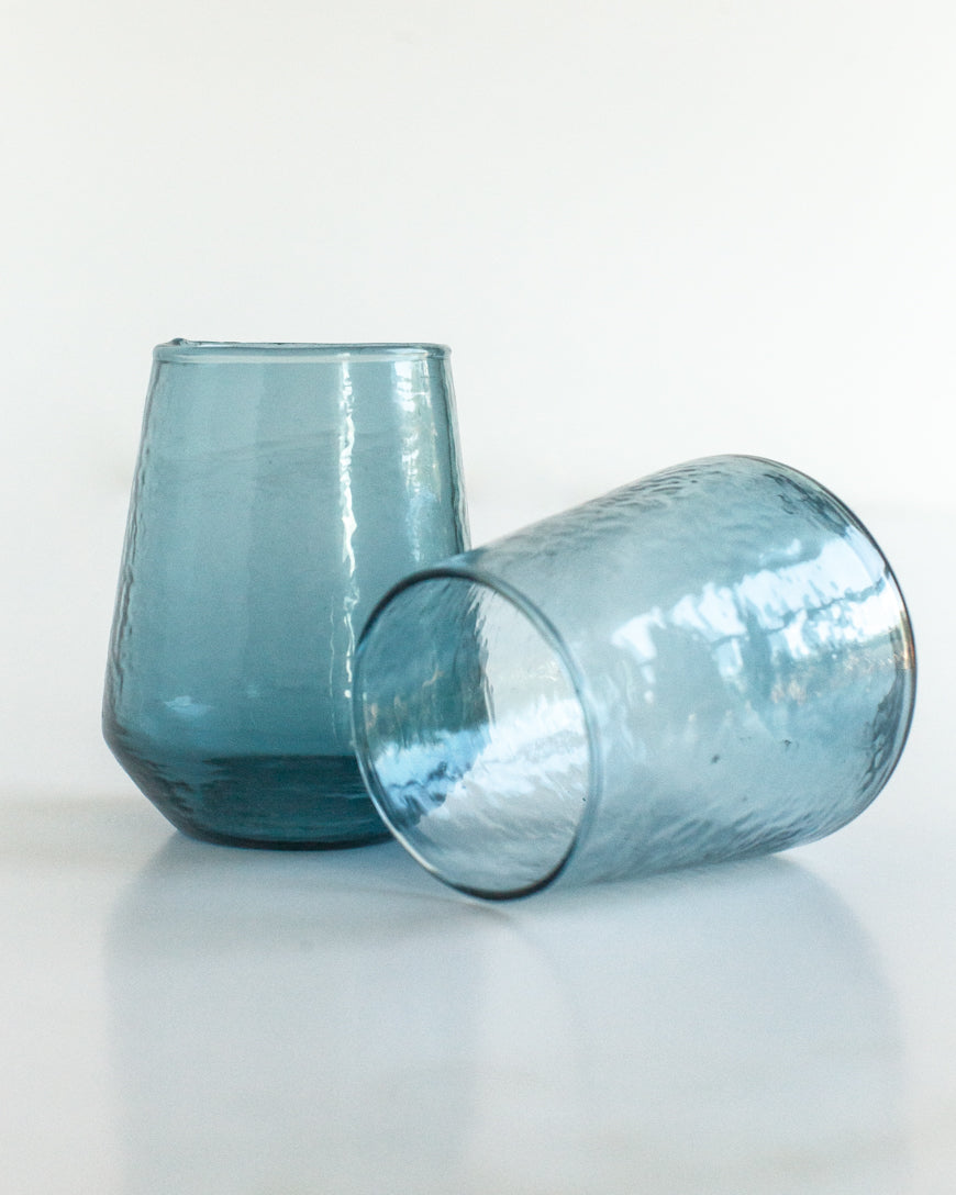 Pair of Hammered Glass Stemless Tumblers, view 6