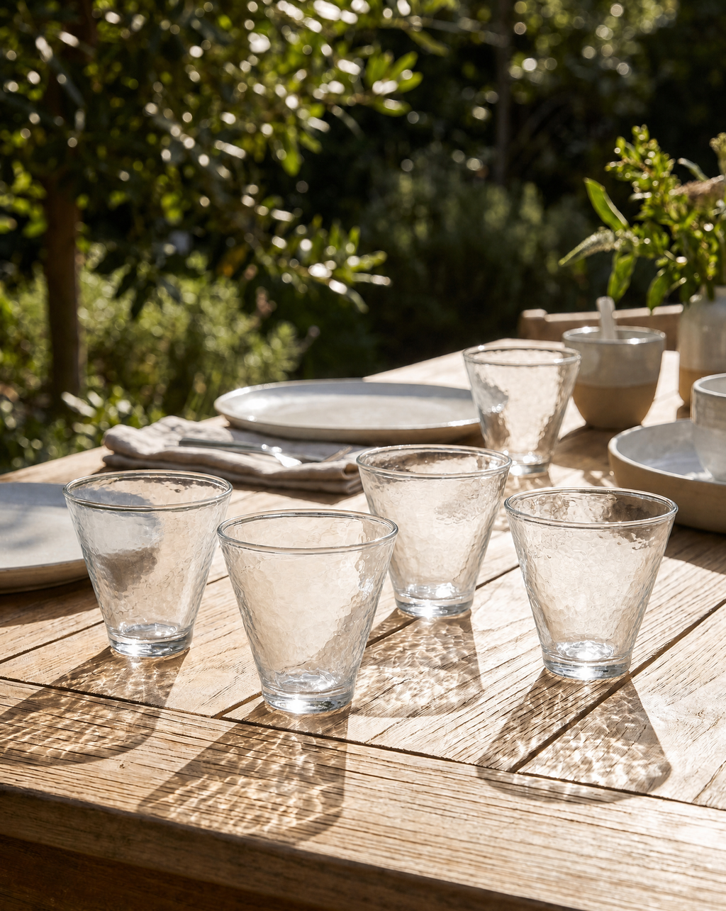 Handblown Hammered Funneled Glasses | Set of 2, view 2