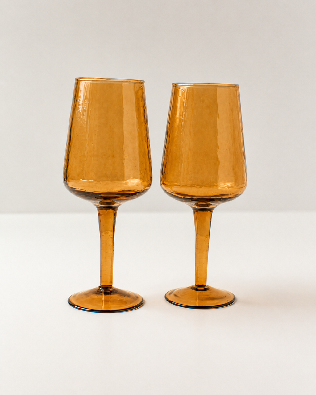 Pair of Handblown Hammered Wine Glasses, view 7