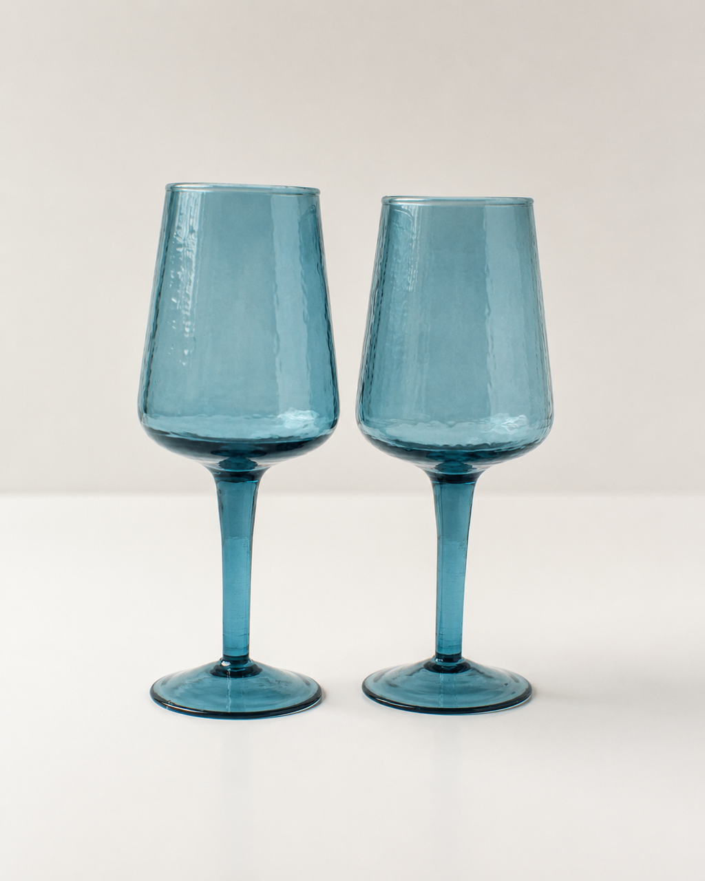 Pair of Handblown Hammered Wine Glasses, view 8