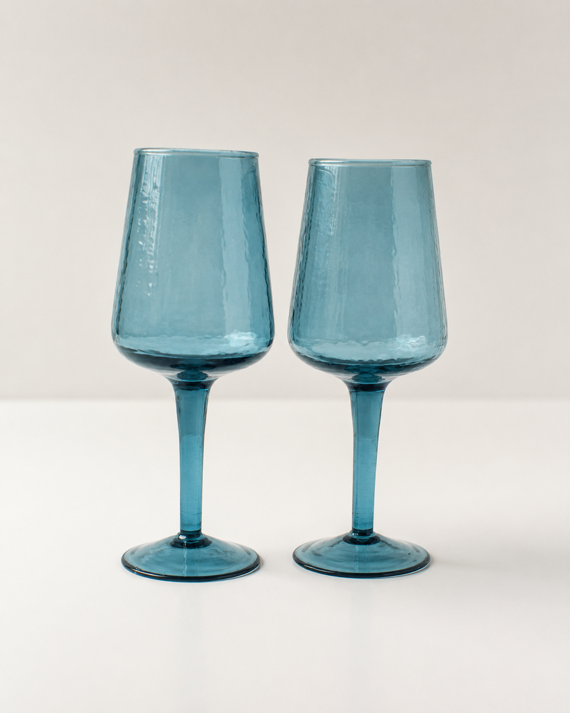 Pair of Handblown Hammered Wine Glasses, view 8