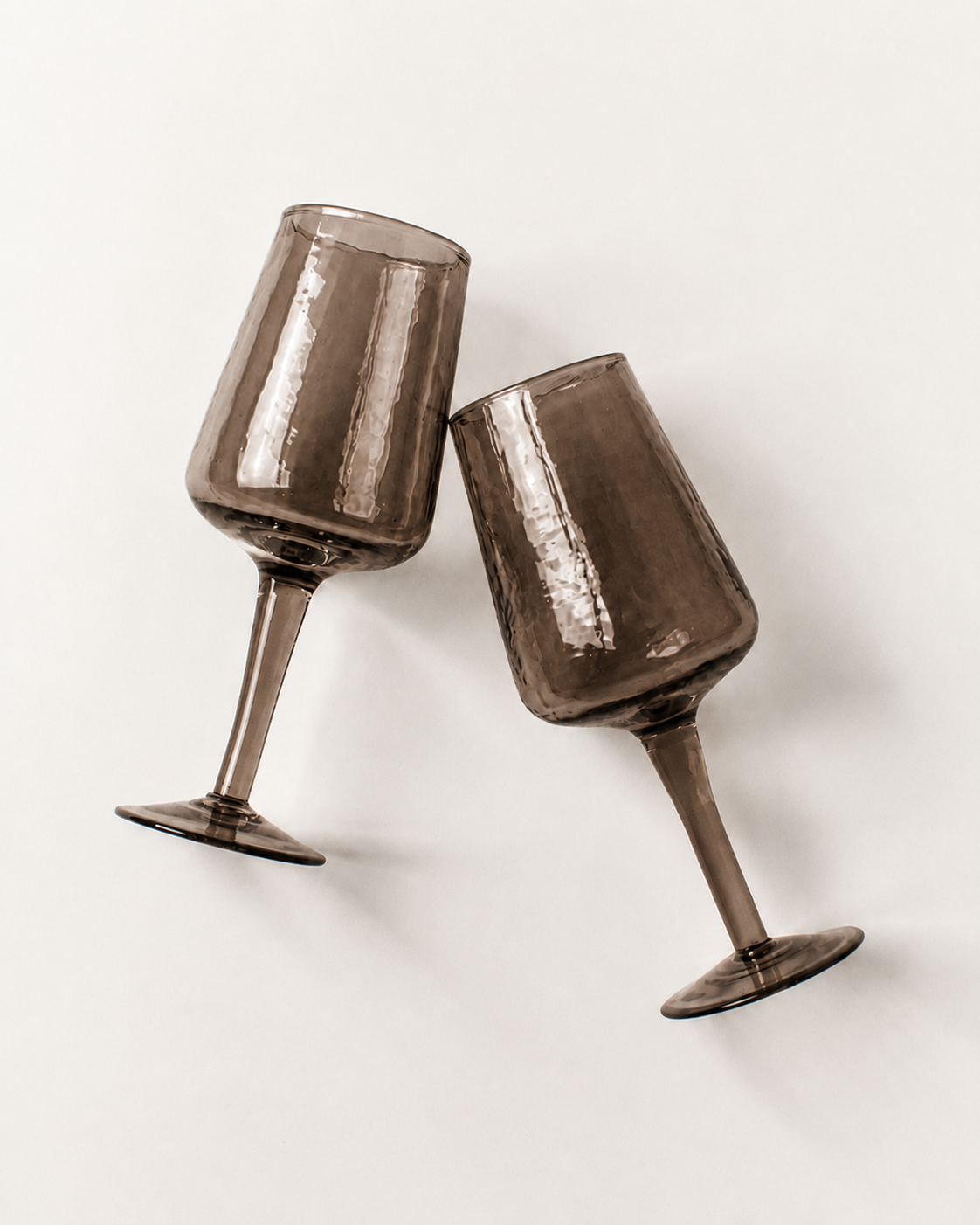 Pair of Handblown Hammered Wine Glasses, view 9