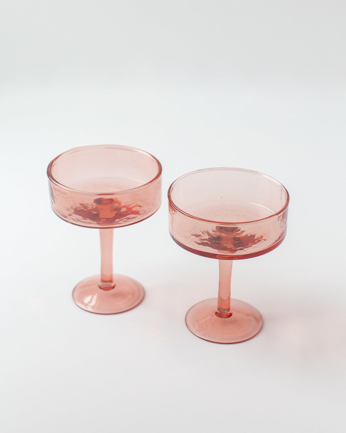 Handblown Hammered Coupe Cocktail Glass Pair, view 10