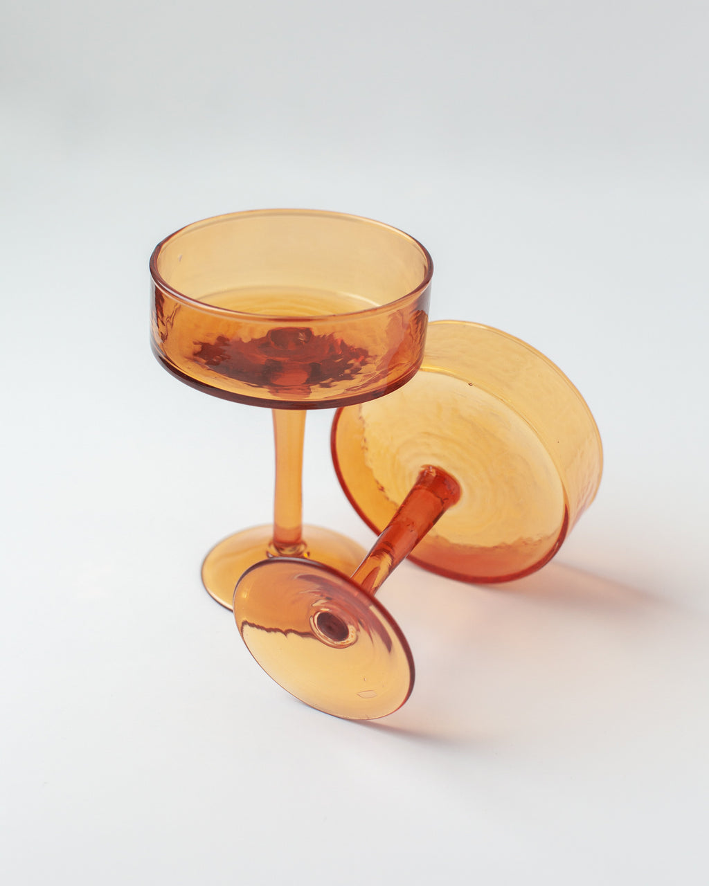 Handblown Hammered Coupe Cocktail Glass Pair, view 9