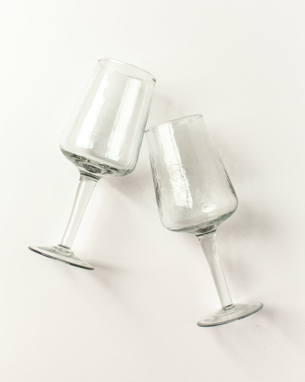 Pair of Handblown Hammered Wine Glasses, view 4