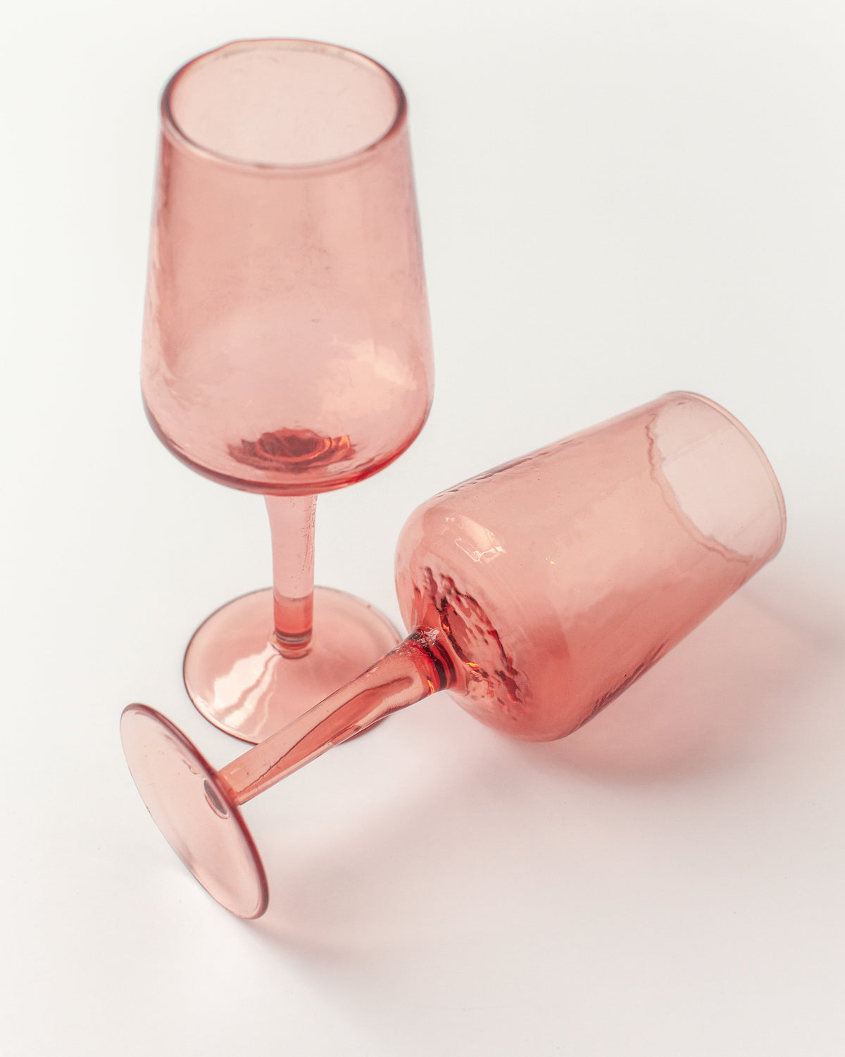 Pair of Handblown Hammered Wine Glasses, view 5