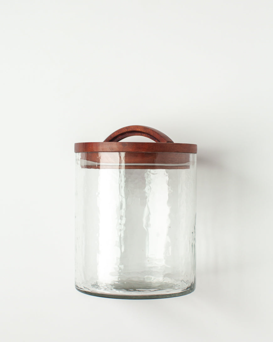 Hammered Glass Canisters with Wood Lid, view 8
