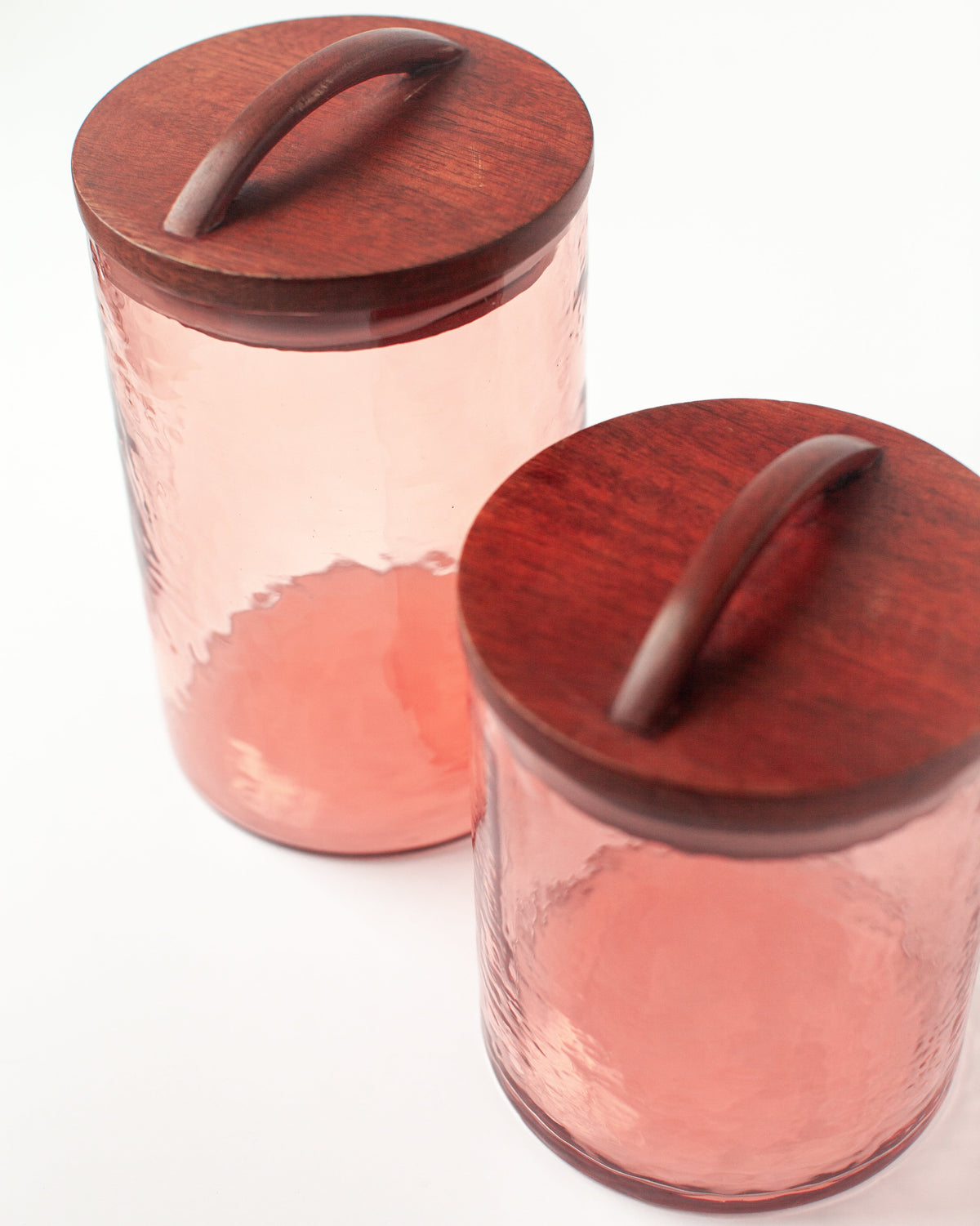 Hammered Glass Canisters with Wood Lid, view 4