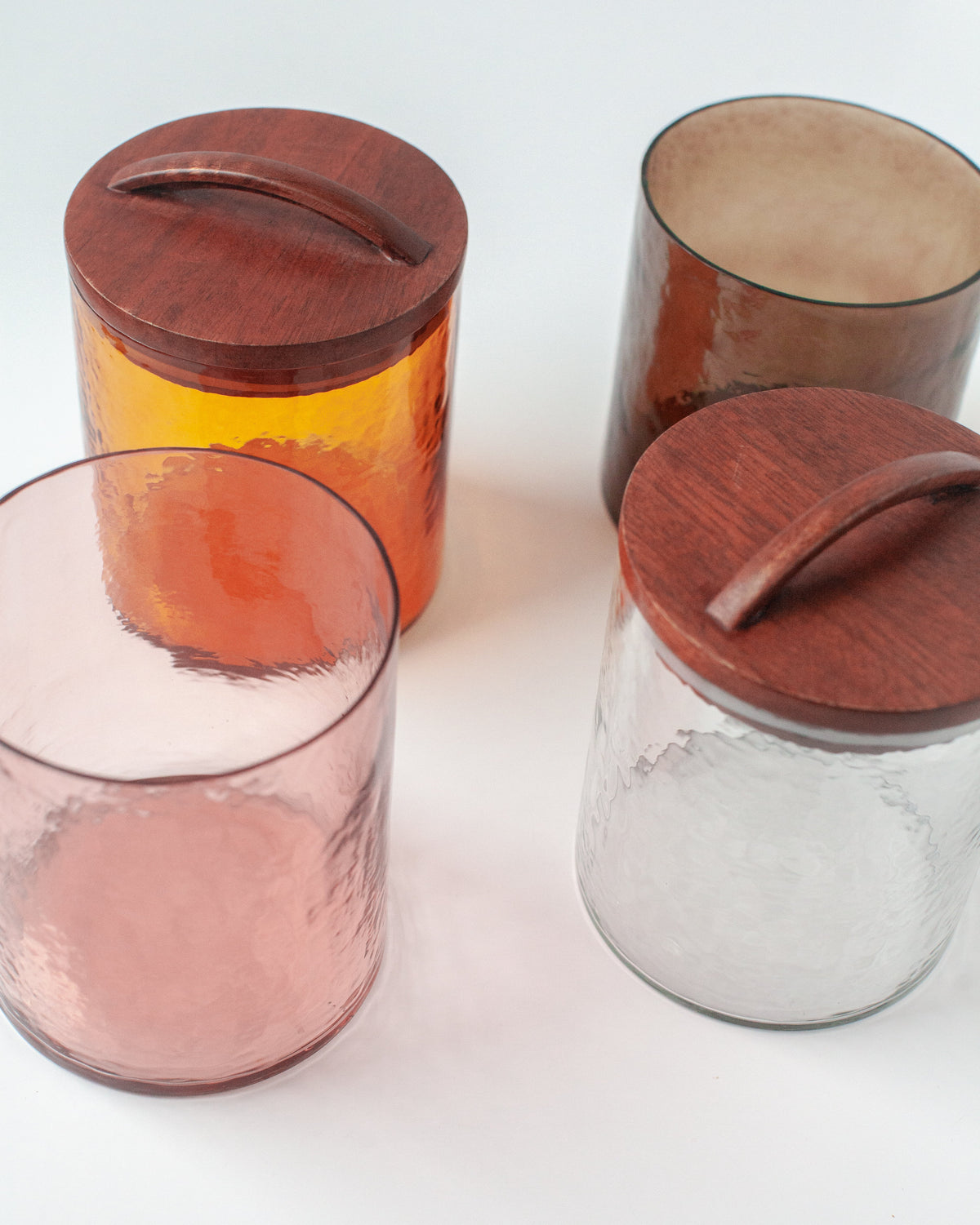 Hammered Glass Canisters with Wood Lid, view 3