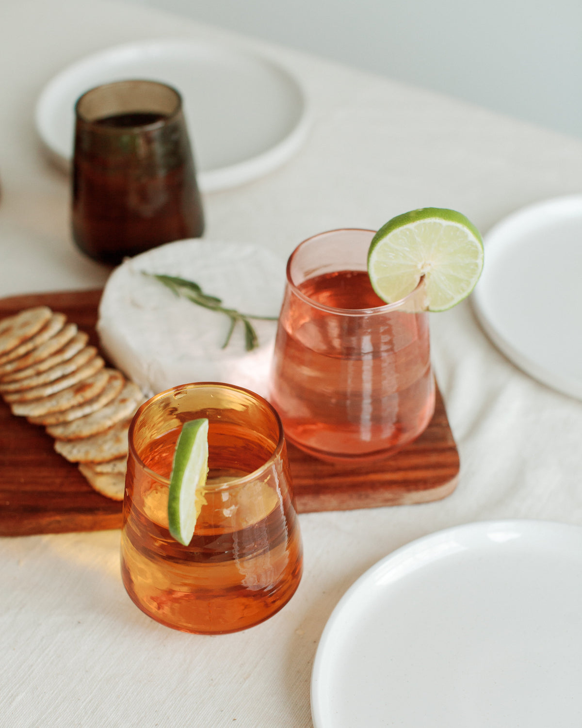 Pair of Hammered Glass Stemless Tumblers, view 2