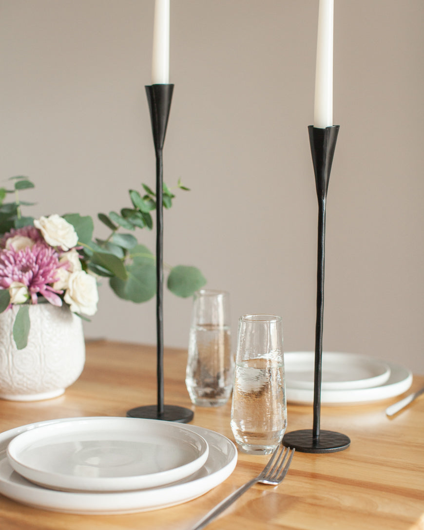 Phoenix Hand-Forged Iron Candle Stands | Set of 2, view 2