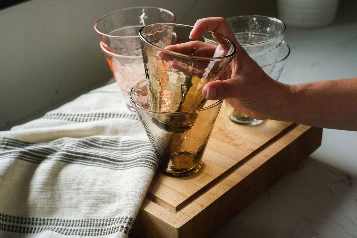 Handblown Hammered Funneled Glasses | Set of 2, view 11