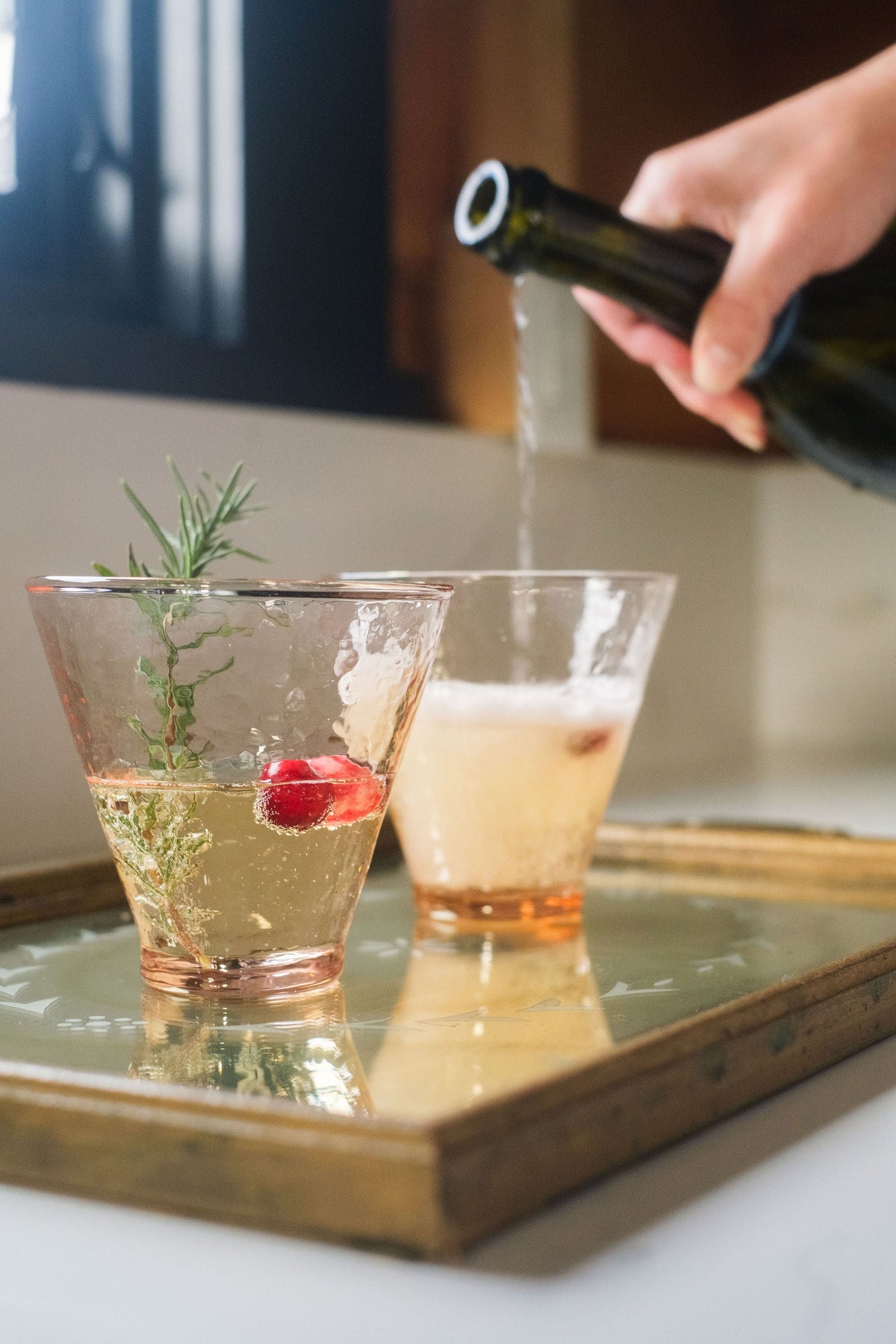Handblown Hammered Funneled Glasses | Set of 2, view 3