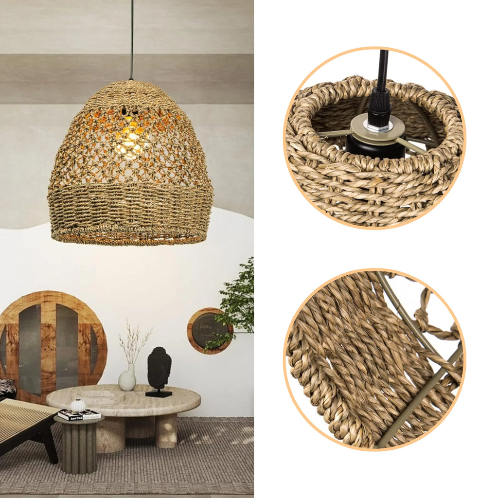 Handwoven jute pendant light, view 5