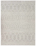 Hand-woven gray and off-white rug with a diamond pattern
