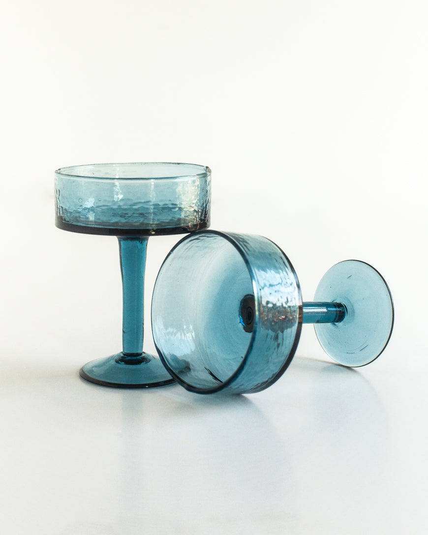 Handblown Hammered Coupe Cocktail Glass Pair, view 6
