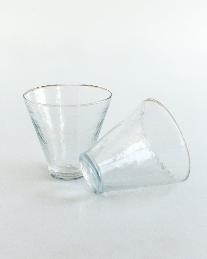 Handblown Hammered Funneled Glasses | Set of 2, view 7