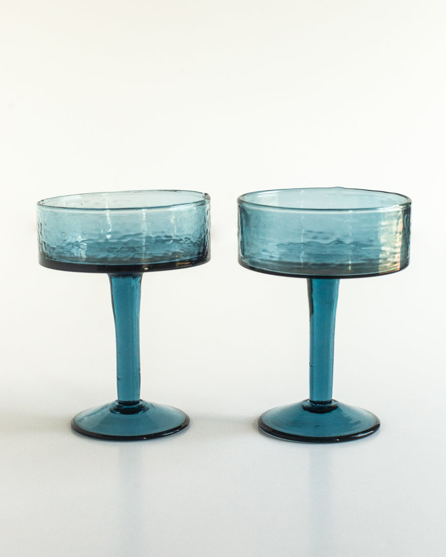 Handblown Hammered Coupe Cocktail Glass Pair, view 5