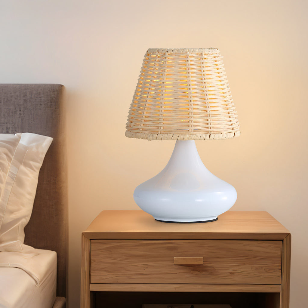 Woven bamboo table lamp, view 3