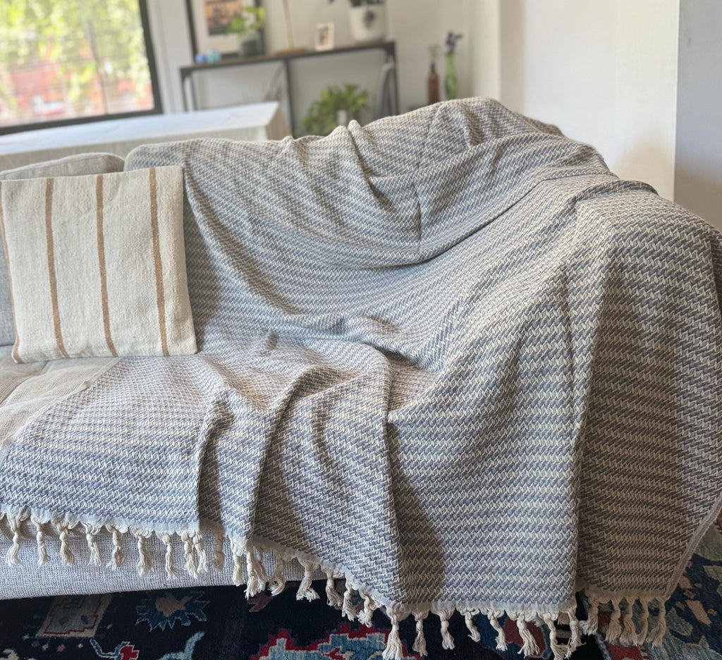 Bosphore linen and cotton throw blanket