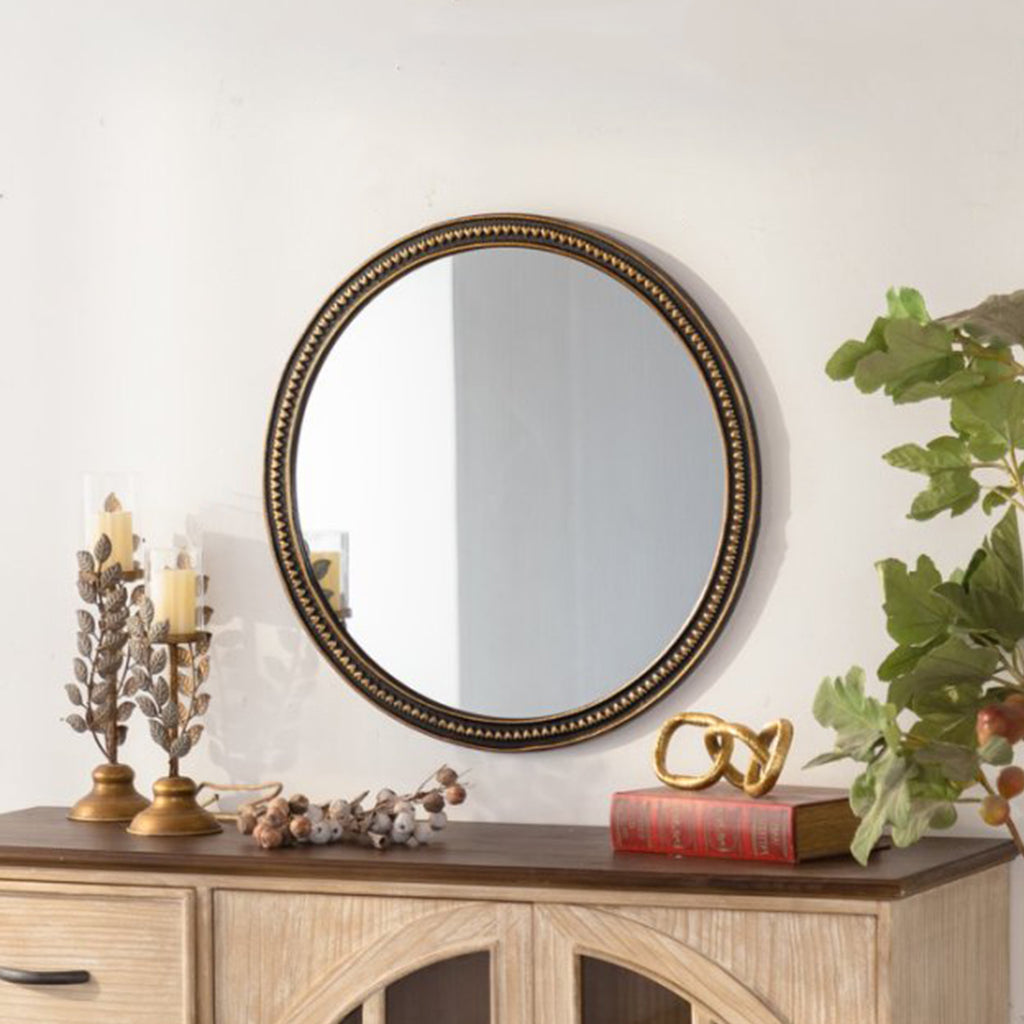 Round Vintage Gold Beaded Wall Mirror lifestyle